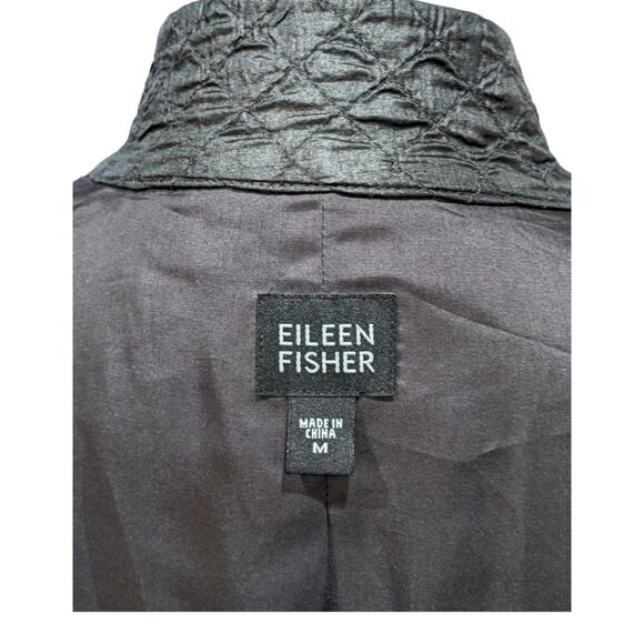 Eileen Fisher Textured Gray Silk Trench Coat - Picture 10 of 12